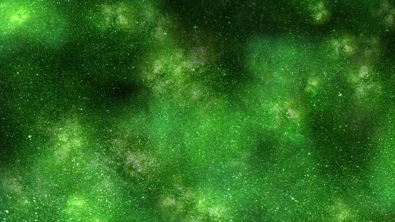Glowing green nebula shines amidst starry night sky