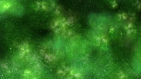 glowing green nebula shines amidst starry night sky