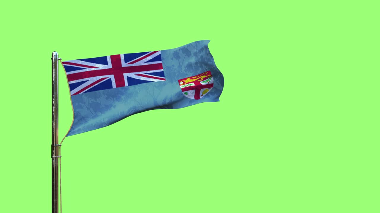 푸른 스크린에서 피지 독립의 날을 맞아 피지의 발을 흔들고, 고립되어 있습니다.