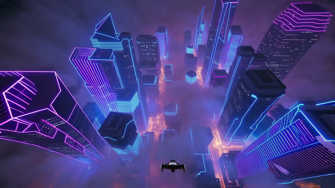 Cyberpunk City Aerial View