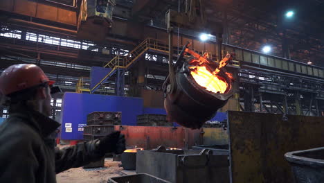 molten metal pouring in a foundry