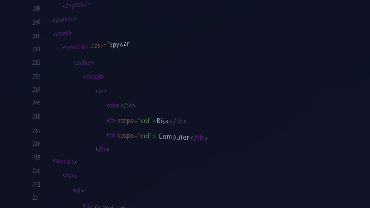 Animation of data processing on black background