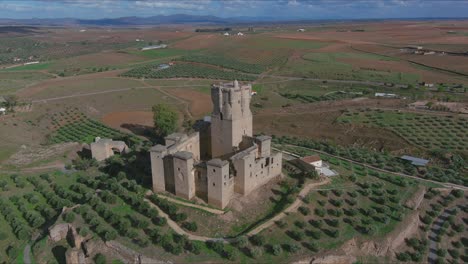 belalcazar castle and olive groves in province of cordoba, andalusia