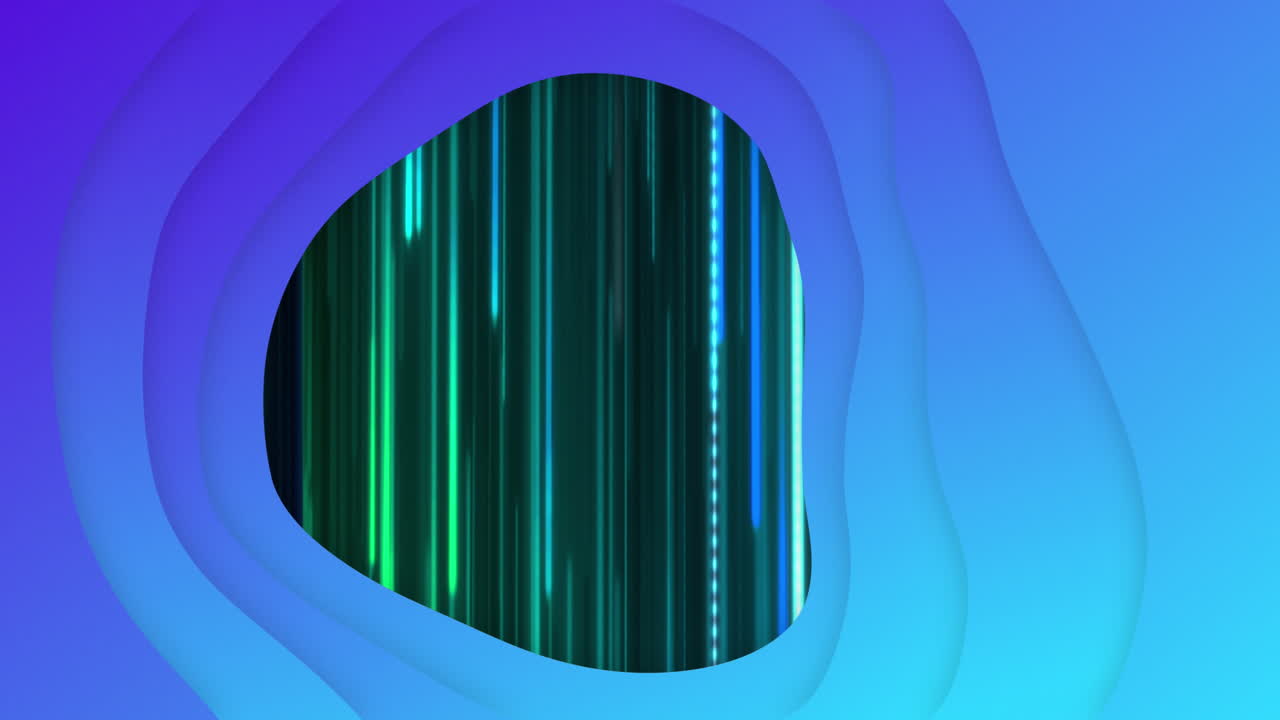 Animation of neon blue trails falling over blue tunnel
