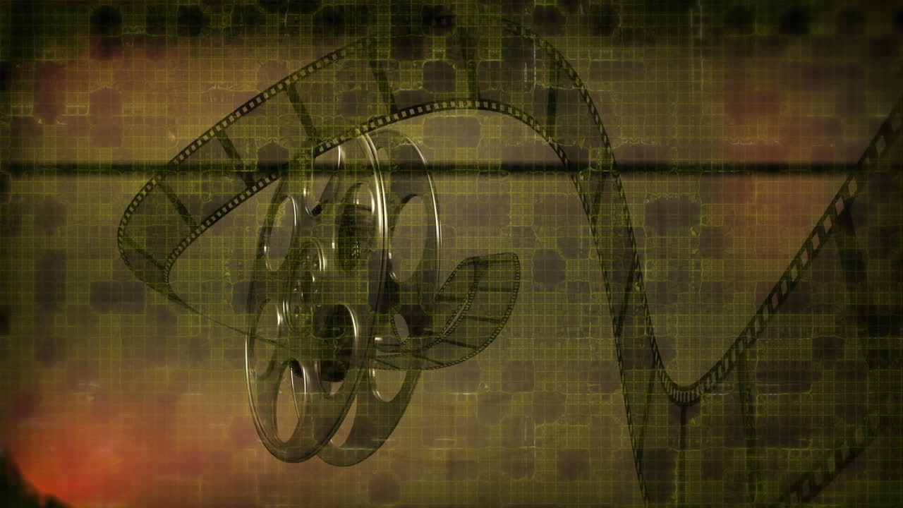 오렌지색 배경 에 있는 테이프 릴 의 애니메이션