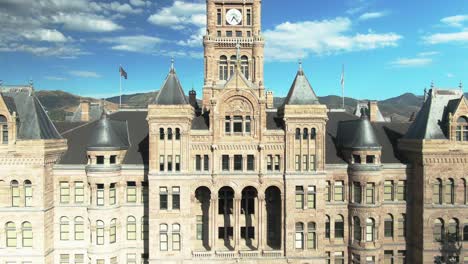 beautiful aerial shoot of the salt lake city and county building