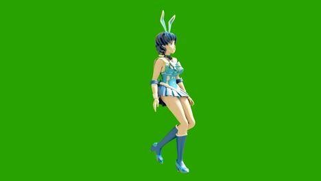 animation dancing cartoon anime girls. girl in the style of anime dancing. high quality seamless loop on green background.