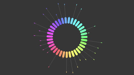 connected digital circles pattern with rainbow dots on black gradient