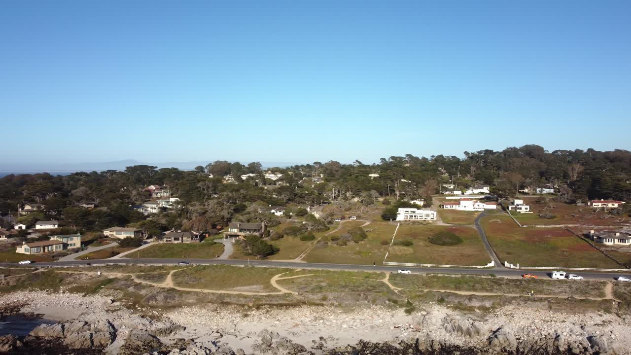 Rotating Aerial View of Asilomar Beach in Monterey CA
