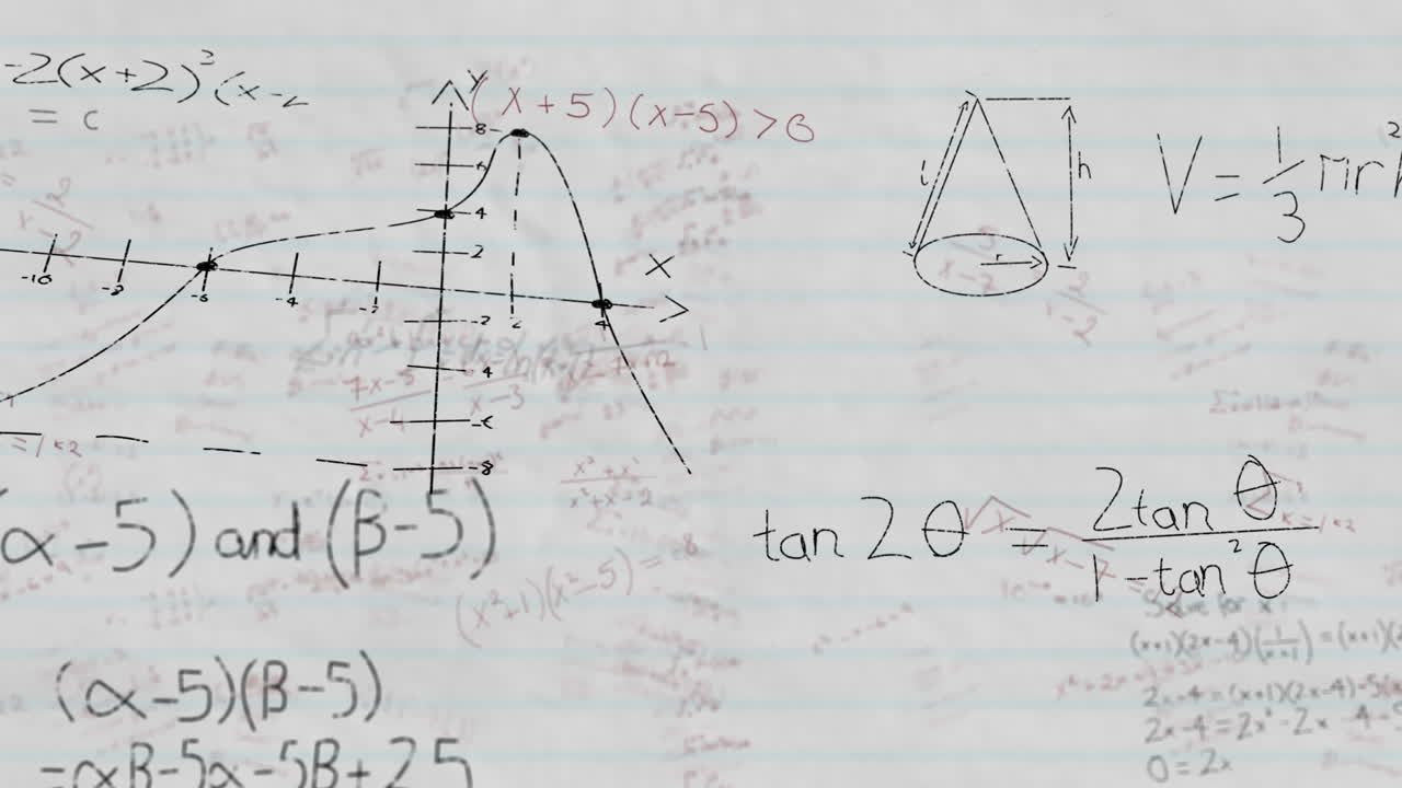 fórmula matemática que se mueve contra las ecuaciones matemáticas en papel con regla blanca