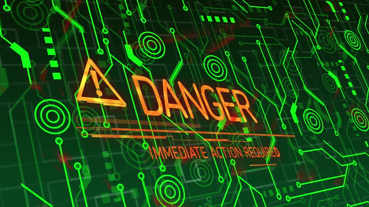 Animation of danger text over shapes