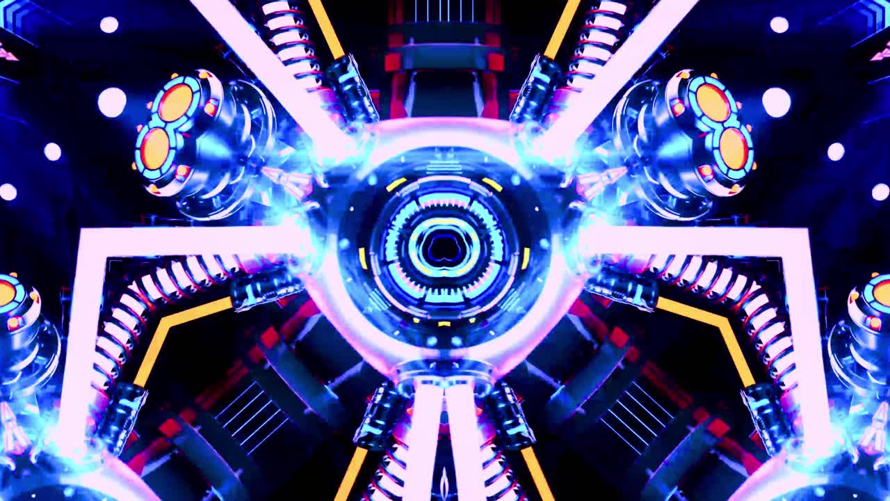 Macchina Futuristica Astratta Dinamica con Luci al Neon Pulsanti