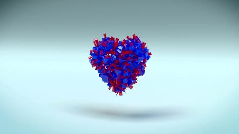 cristales abstractos en forma de un corazón, animación en bucle con máscara alfa