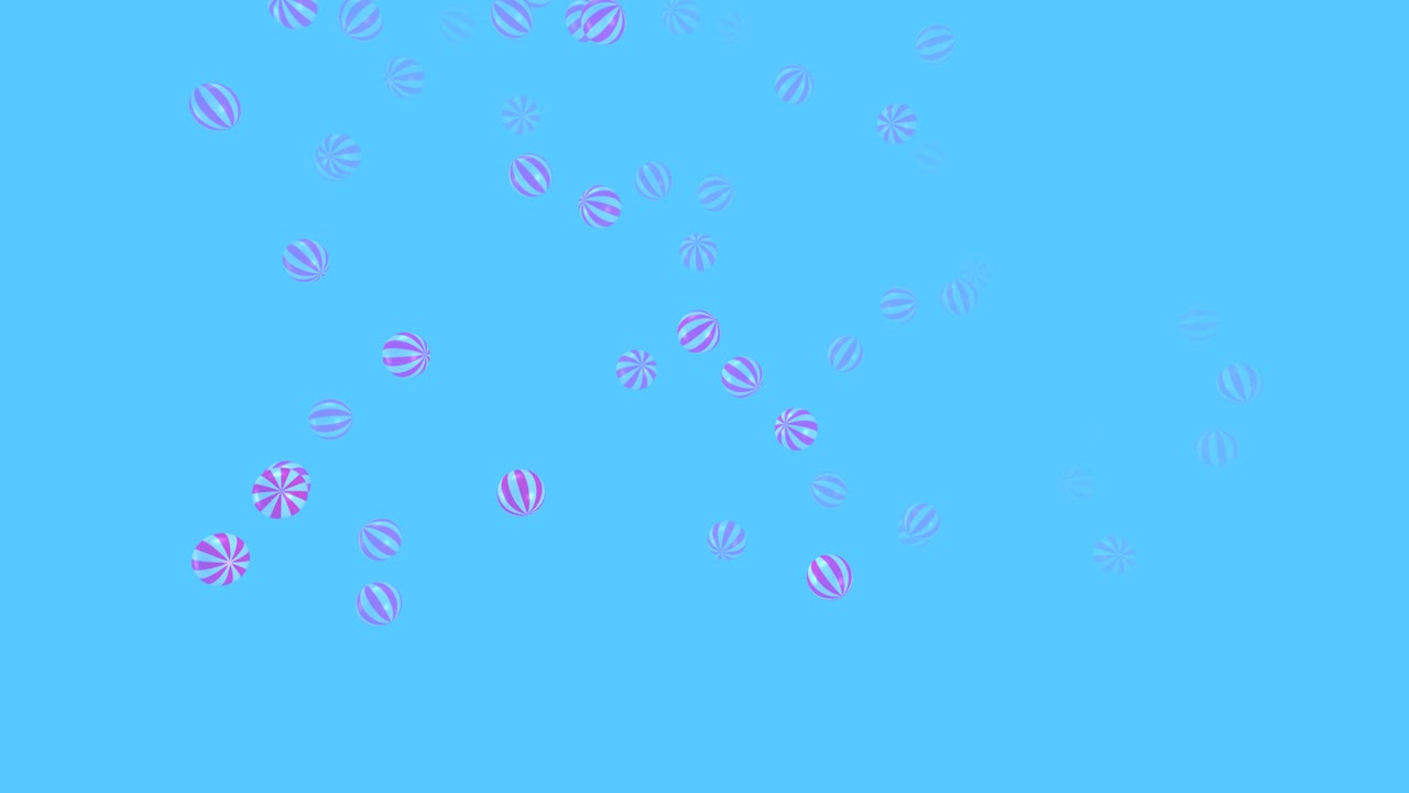 Red and white balls fly from the blue fog