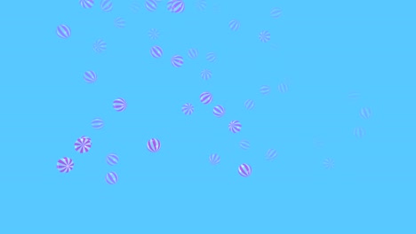 red and white balls fly from the blue fog
