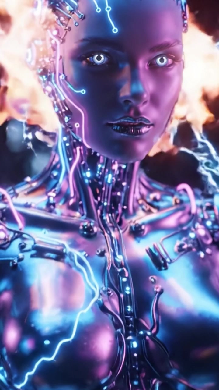 Futuristic Cybernetic Being: A Close-Up View of an Advanced Robotic Entity with Luminous Features and High-Tech Design Elements, Representing the Intersection of Technology and Art.