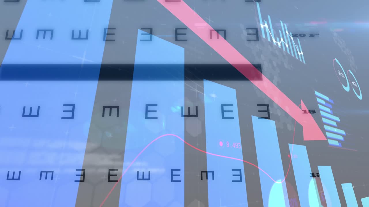 - 빨간 화살표로 통계의 애니메이션, 기호를 통해 데이터 처리가