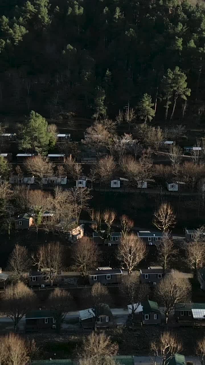 Forest Landscape with Cabins