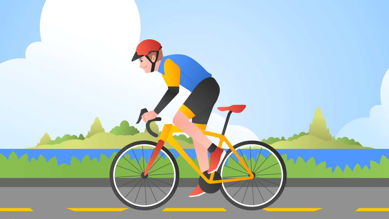 Motion Graphic of Gradient bike race illustration