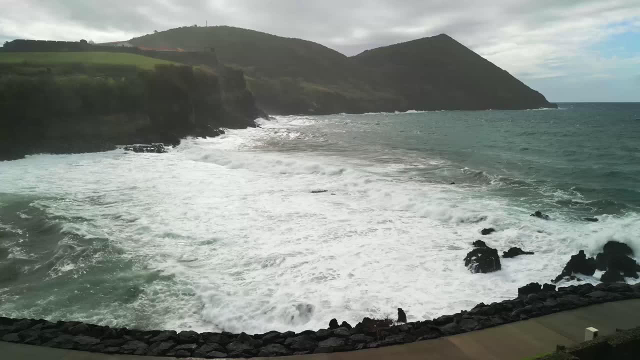 Aerial view from drone of Terceira Island - Monte Brasil