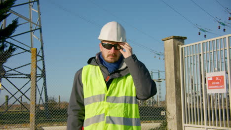 sunglasses and hard hat