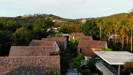 luxury tropical villas surrounded by palm trees on a tropical island in thailand