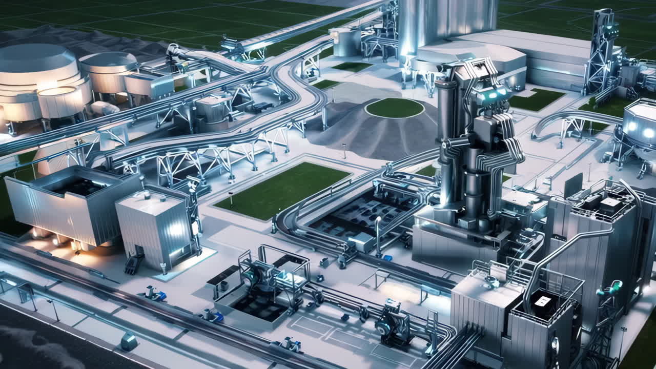 Industrial Plant Complex with Pipes and Machinery