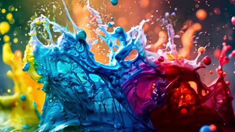 vibrant paint splashes in dynamic motion