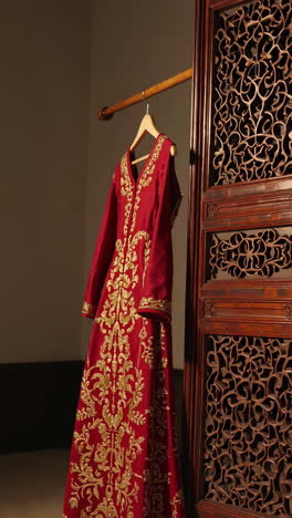 red embroidered traditional dress