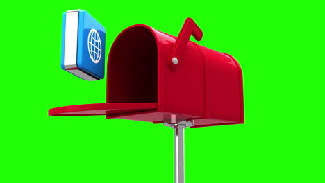 internet icon in the mailbox on green background