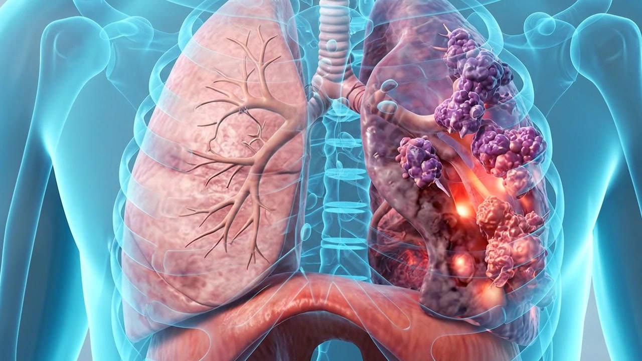 Human Chest Diagnostics Wireframe Highlighting Left and Right Lungs System