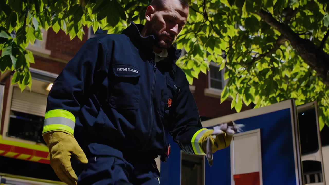 Firefighters in Action and Rescuing a Kitten