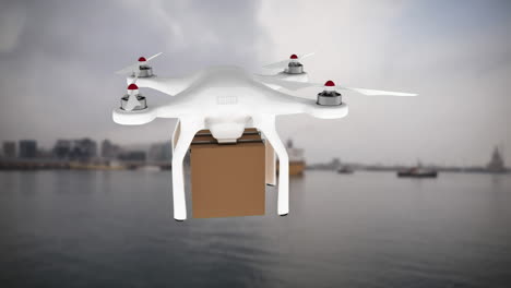 animation of drone carrying a package