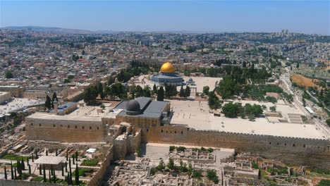 la cúpula de al-aqsa de la plaza de la roca, vista desde un avión no tripulado