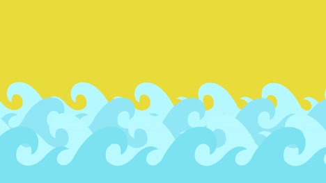 cartoon vector sea waves on a summer sky