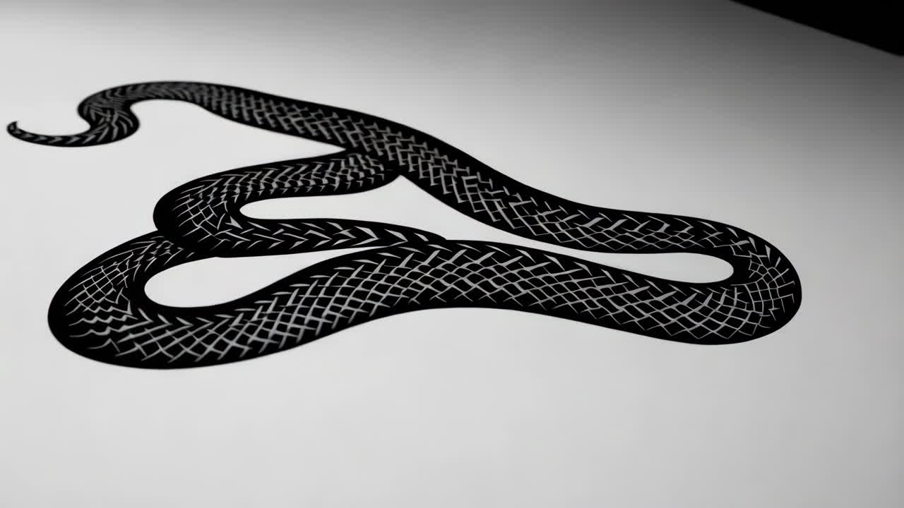 Stylized Black Snake Illustration on White Background