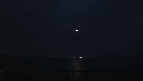 airplane landing at night