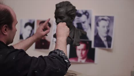 sculpting a bust in clay