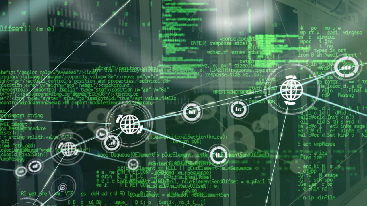 Animation of connections and data processing over servers