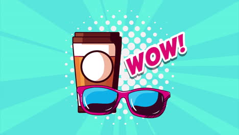 café de arte pop y gafas de sol