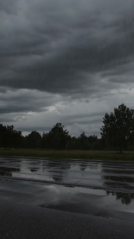 rainy day landscape with storm clouds