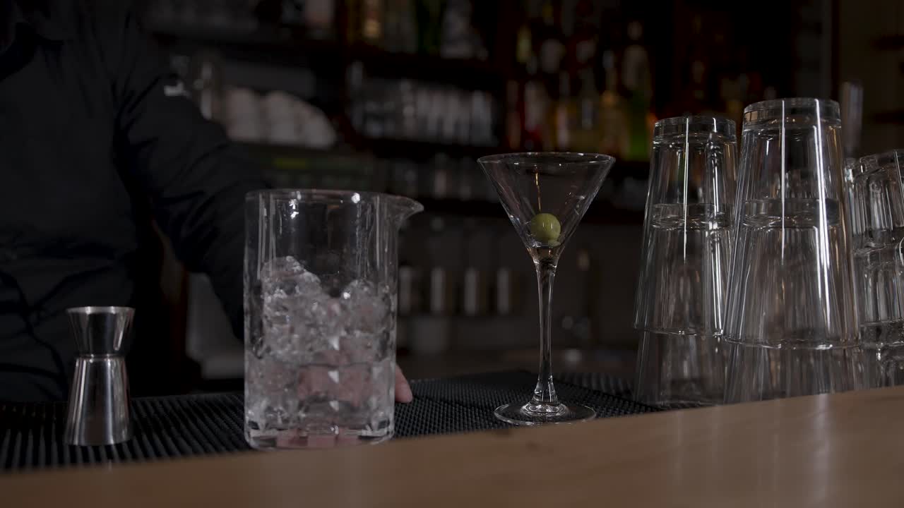Bartender Making a Martini Cocktail