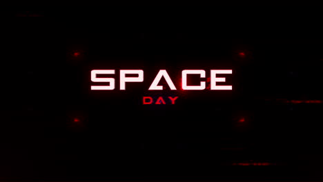 space day with hud elements on computer screen with glitch effect