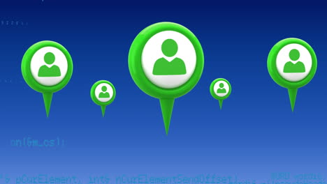 program codes and profile icons with map pins