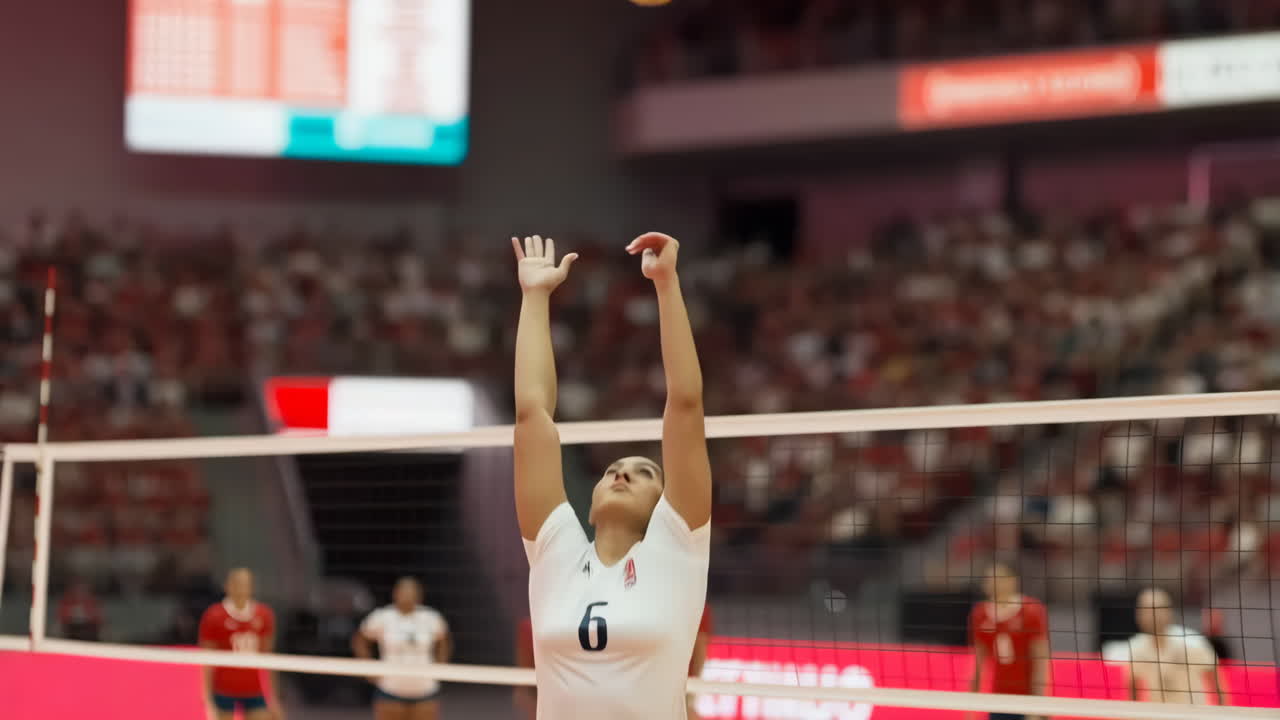 Female Volleyball Player in Action During a Match