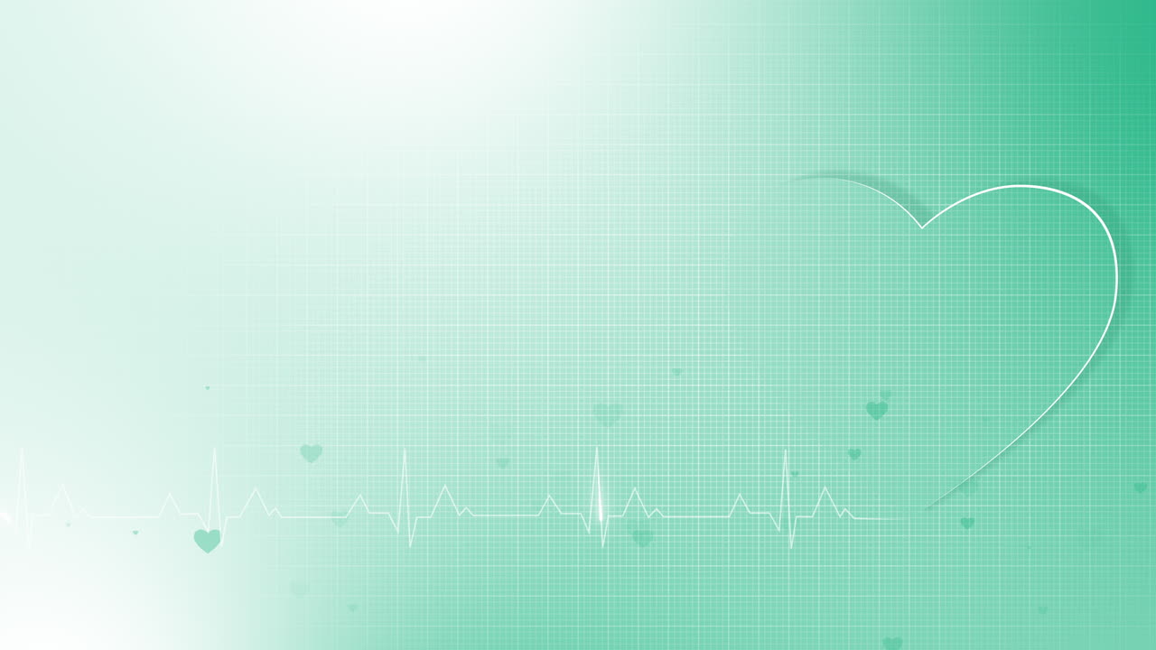 Heart line beating animation with shape on medical gentle background. Looping diagram with empty space for text. Flying particles of hearts.