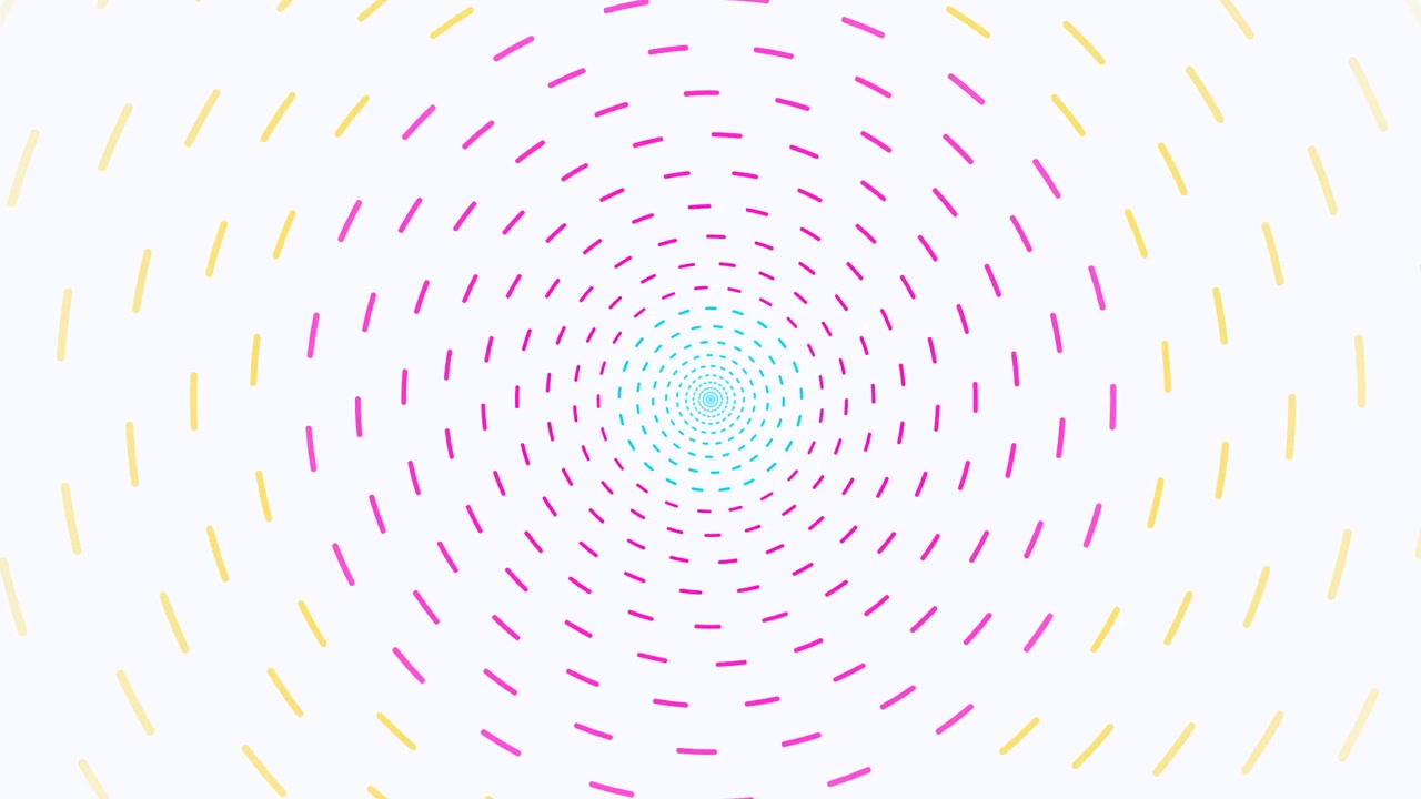 Abstract Spiral Animation with Rotating Colorful Dashed Lines