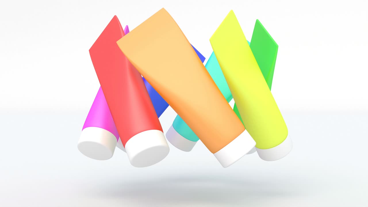 다양한 색상의 튜브 공허 모형 의료 디자인 과학 실험실 과학 건강 관리 원활한 루프 4k