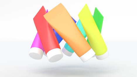 tubos de diferentes colores vacíos maquillaje de diseño médico laboratorio científico ciencia atención de la salud capaz de bucle sin costuras 4k