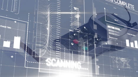 animation of financial data processing over credit card payment terminal